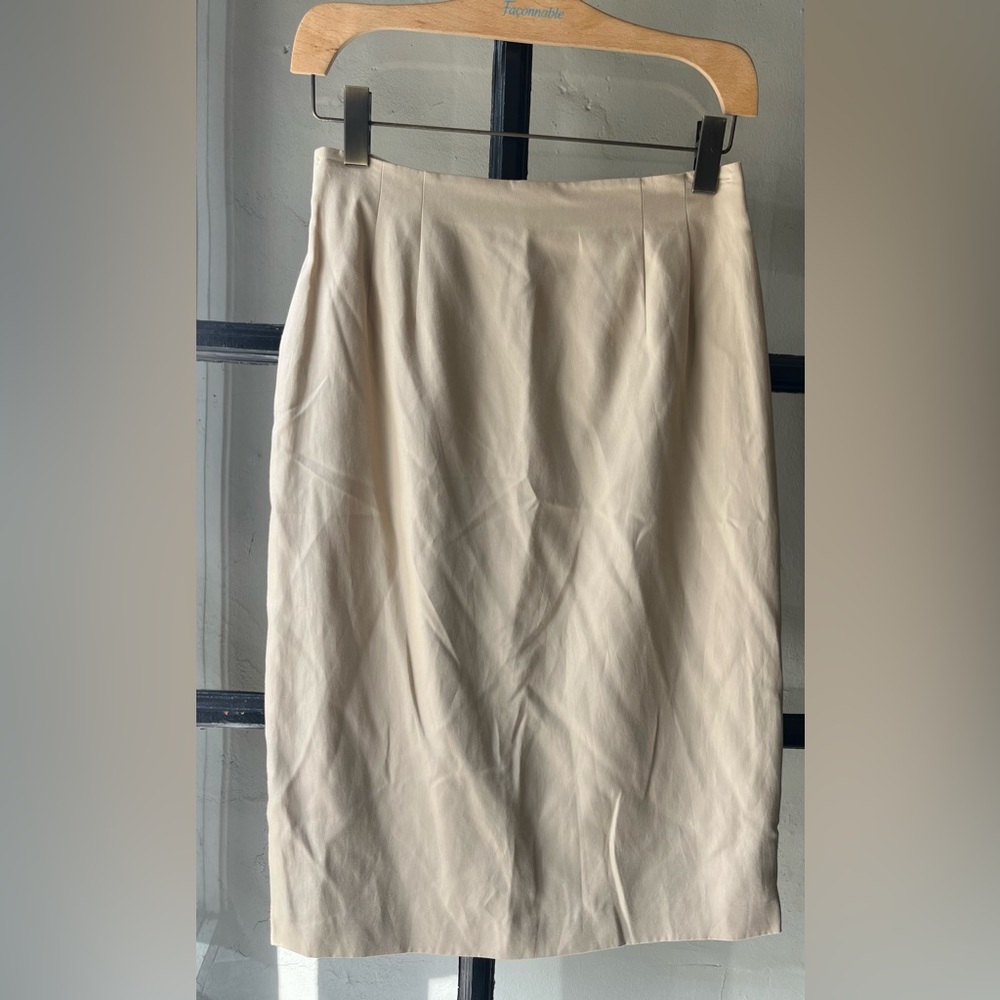 Vintage Talbots Sandstone Silk & Cotton Pencil Skirt